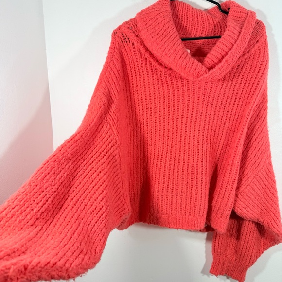 Anthropologie Pilcro Zamora Coral Wool Alpaca Cowl Neck Oversized Sweater Medium - Picture 7 of 13